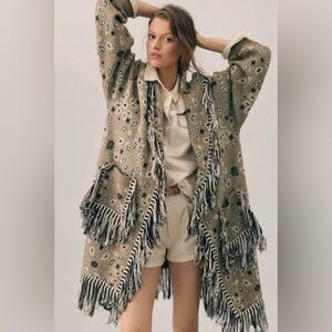 Anthropologie Bandana Fringed Cardigan Sweater (One Size)